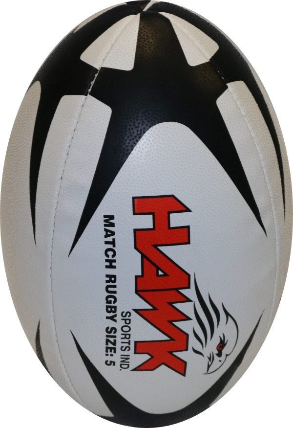 Match-Rugbyball Größe 5 Standard-Griff Rugbyball 100% handgenäht, Marke Hawk ® - Image 2