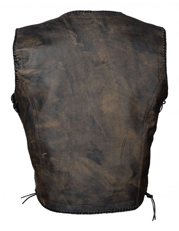 Men's Motorbike Classic Genuine Leather Vest With Polyester Lining - Image 5