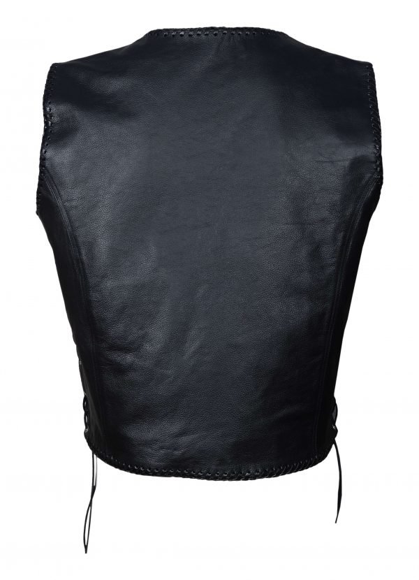 Men's Motorbike Classic Genuine Leather Vest With Polyester Lining - Image 3